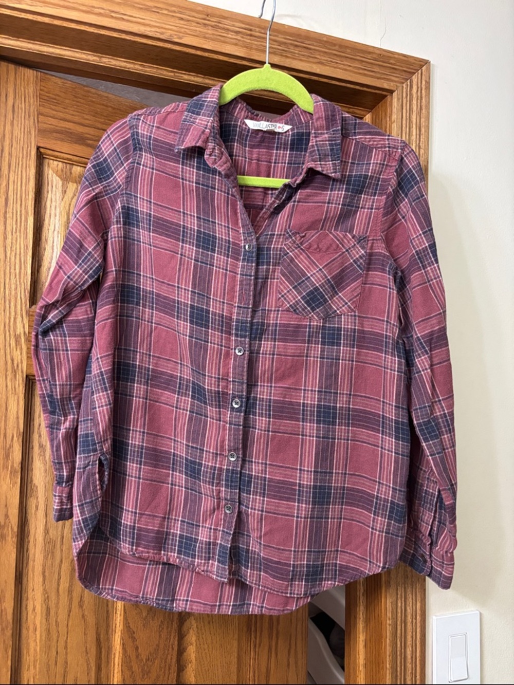 Vanilla Star Pink and Navy Plaid Button-Down Shirt